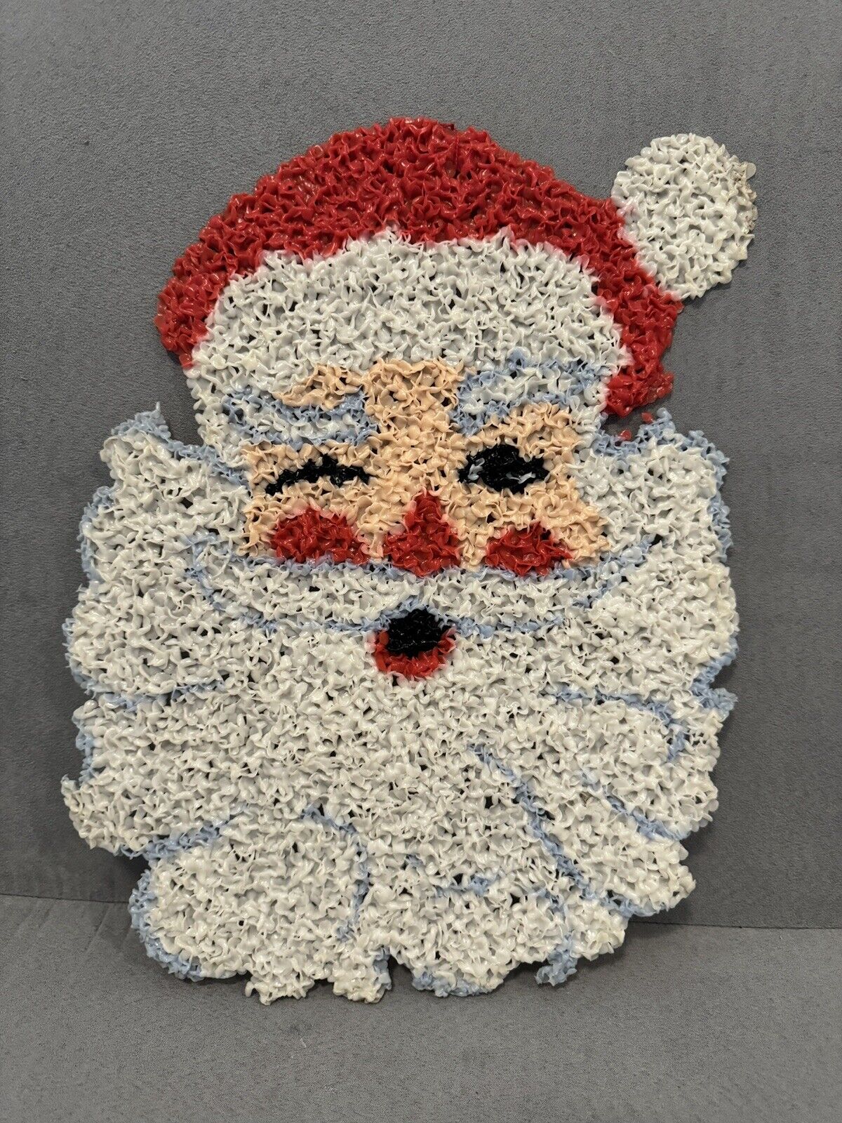 1970s Vtg Melted Popcorn Winking Santa Claus Head, Christmas Decor, 16\