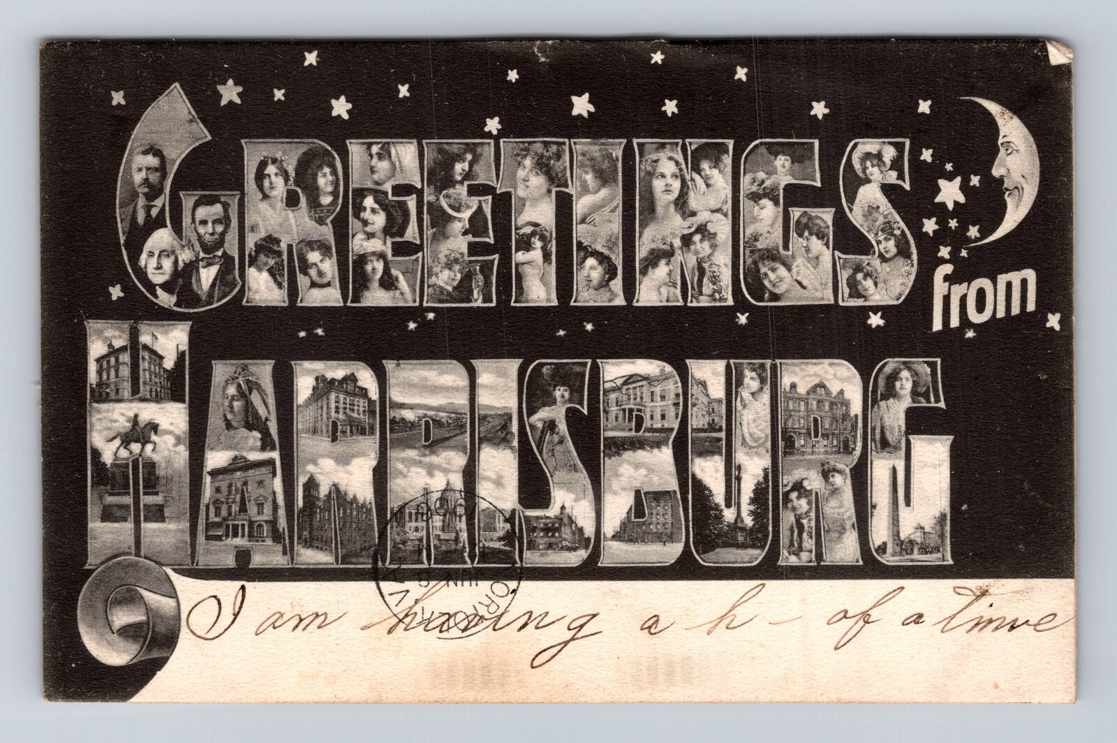 Harrisburg PA-Pennsylvania, GENERAL LARGE LETTER GREETINGS, Vintage Postcard