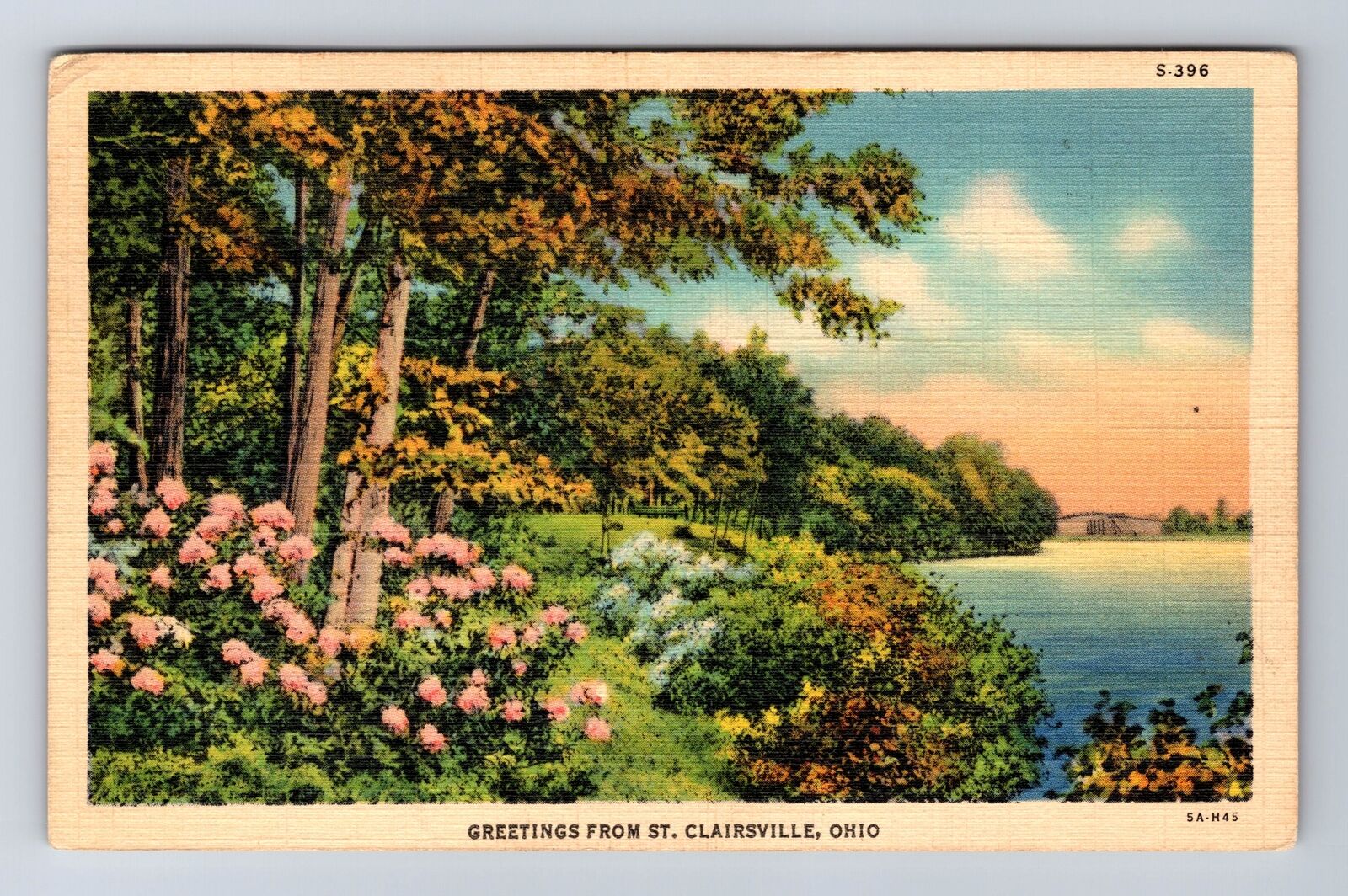 St Clairsville OH-Ohio, General Greetings Landscape, Vintage c1939 Postcard