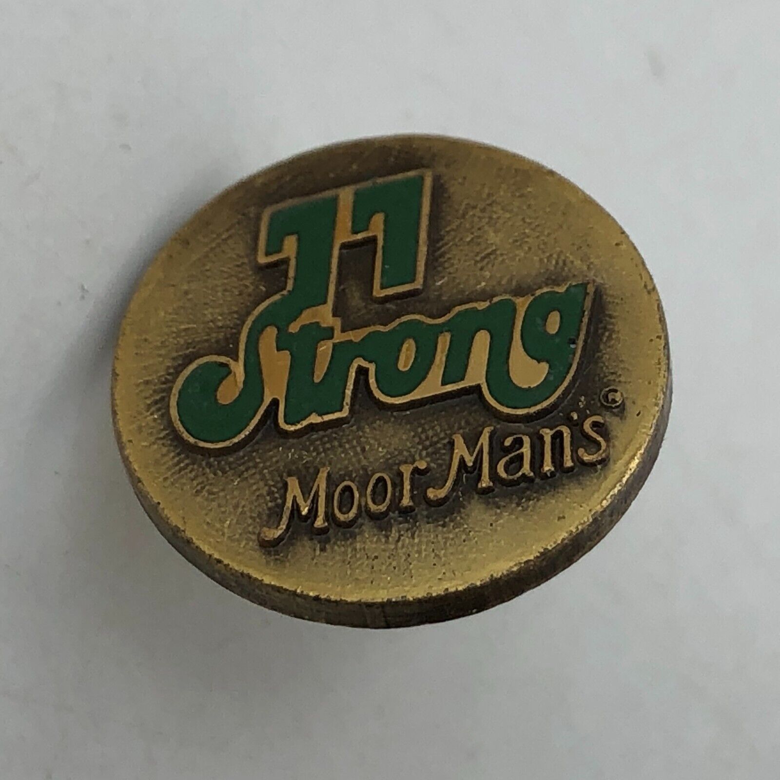 Vintage 1977 Moorman\'s 77 Strong Lapel Pin Tie Tac w/Chain Advertising G7
