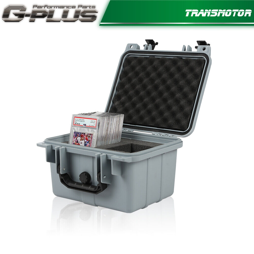 Gray 50 CT Graded Card Storage Box Travel Waterproof Case Slab Holder+Protector