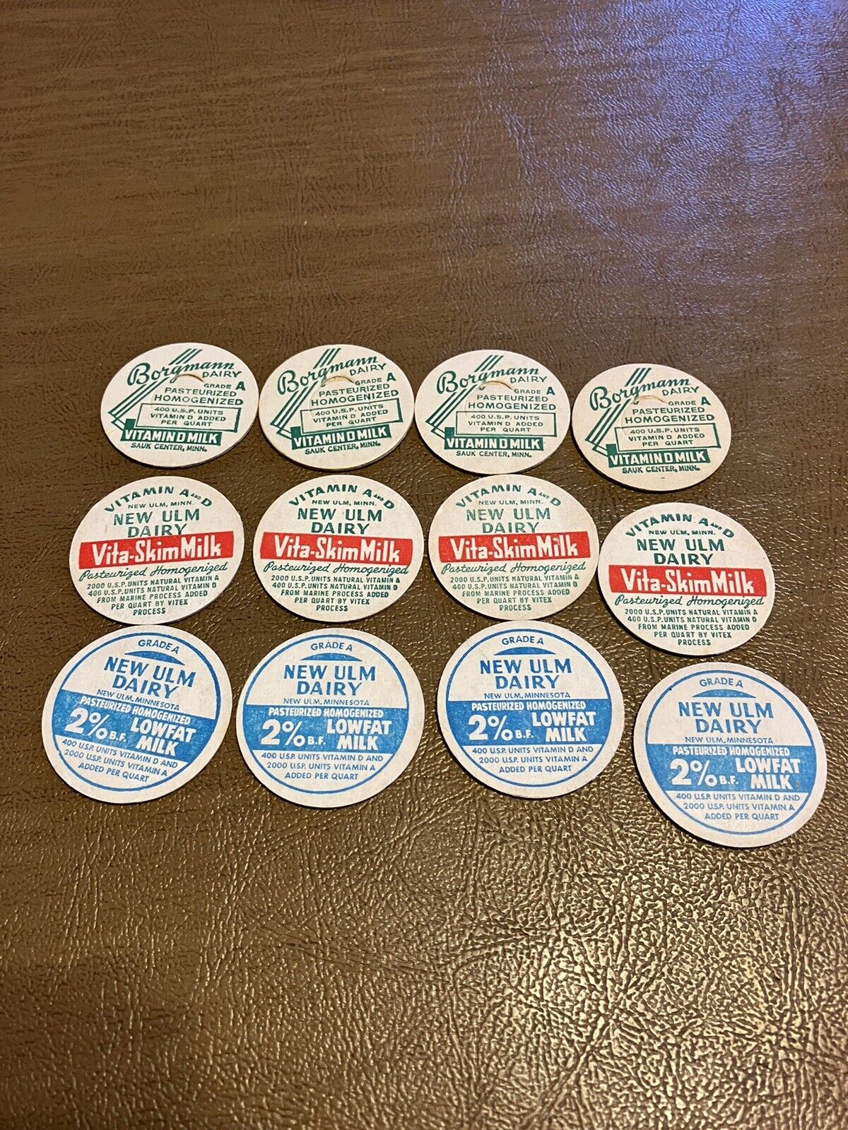 Lot of 12 Minnesota Milk Caps