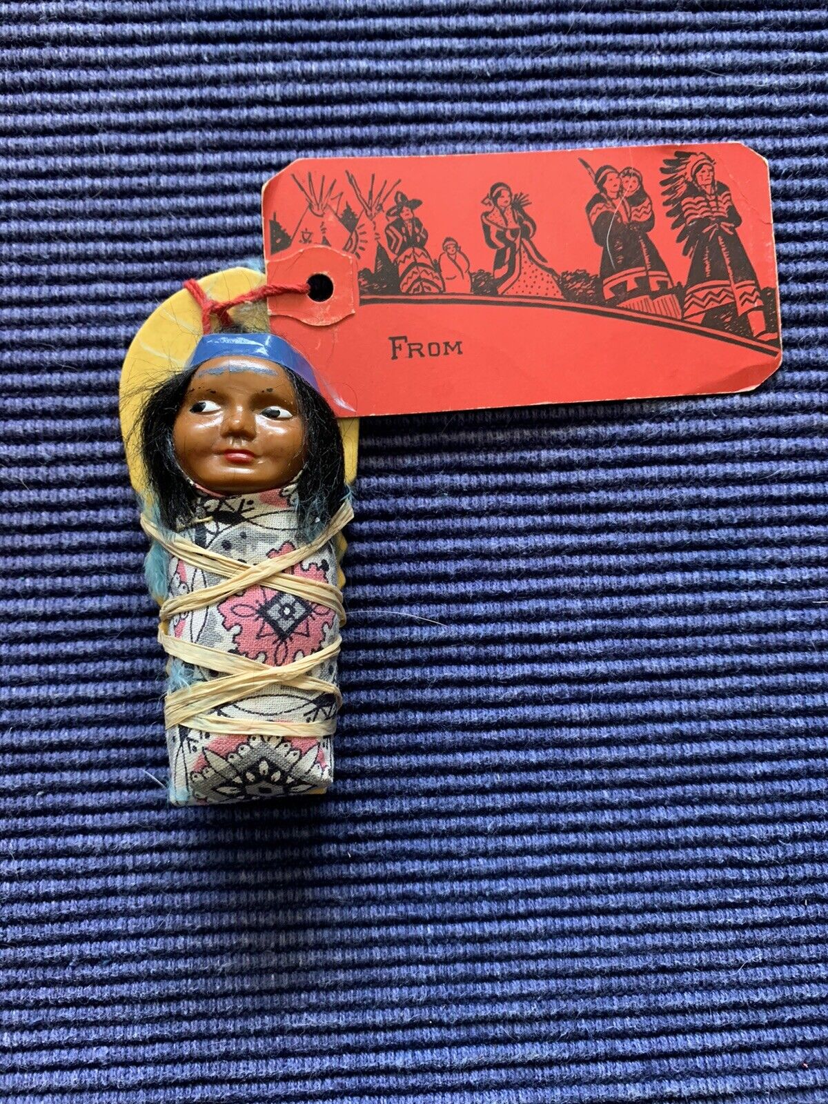 Vintage Native American Skookum Papoose Doll 3.75