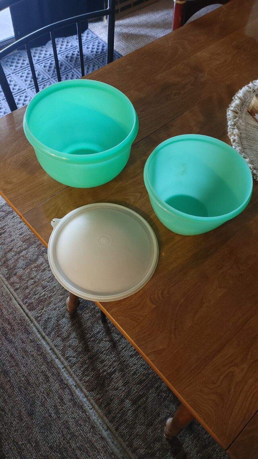 Vintage Green Tufferware Mixing Bowls W Lid