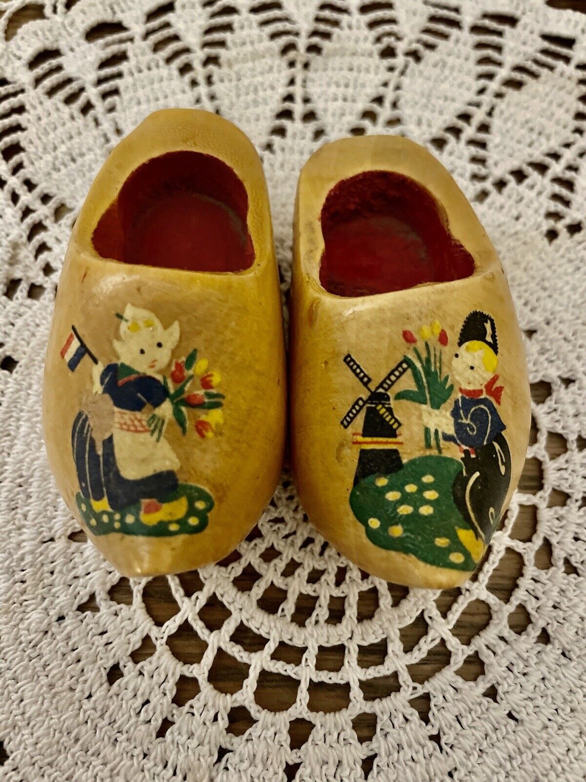 Vintage Mini Hand Carved & Painted Clogs