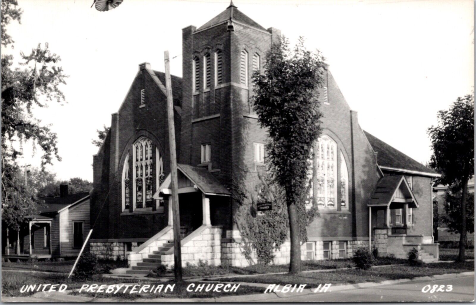 Real Photo Postcard United Presbyterian Church in Albia, Iowa