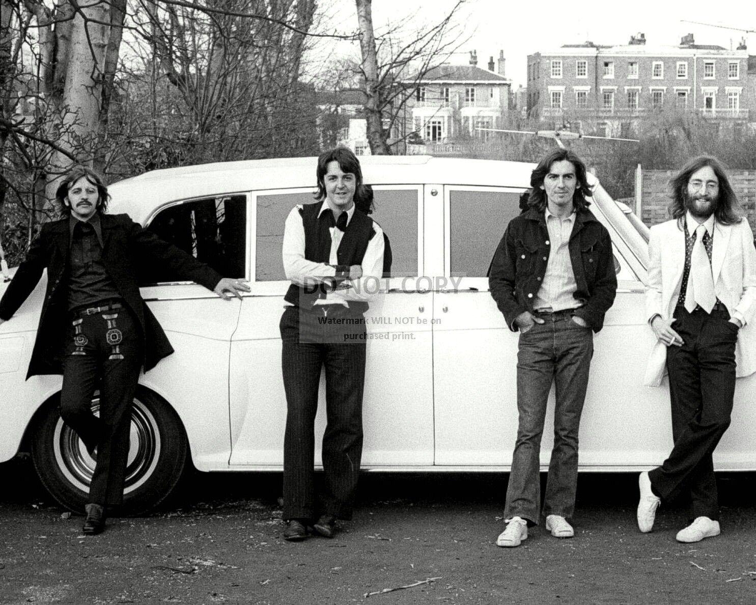 THE BEATLES STAND IN FRONT OF JOHN LENNON\'S ROLLS ROYCE - 8X10 PHOTO (ZY-956)