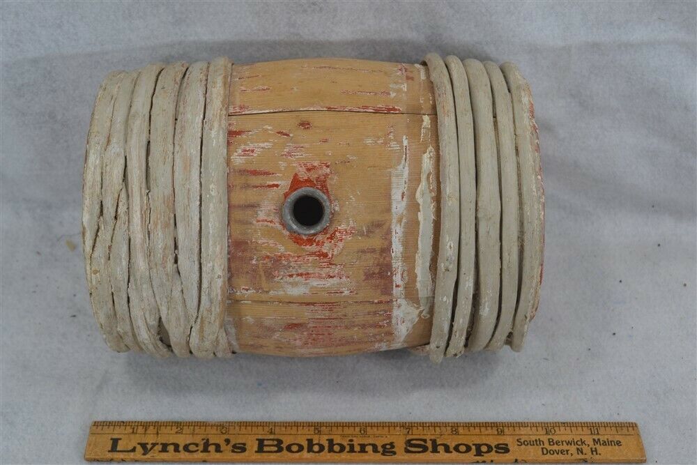 cask barrel wooden black  powder keg 9 x 6  twig wrapped 18th 19th antique