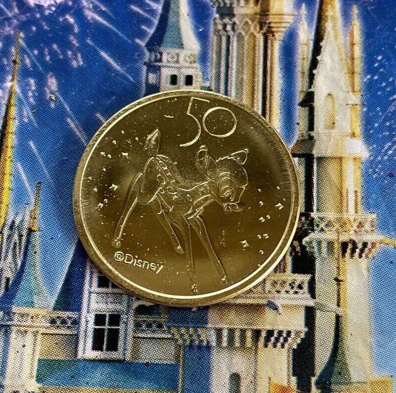 WDW Walt Disney World 50th Anniversary Commemorative Gold Medallion Coins Bambi
