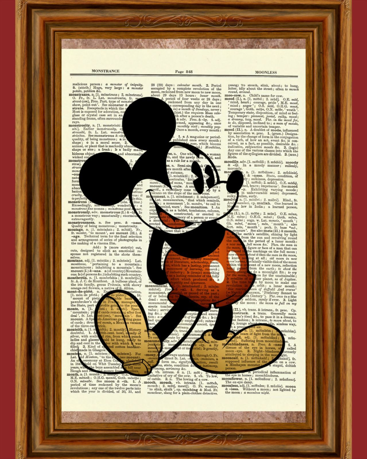 Classic Mickey Mouse Dictionary Art Print Quote Poster Picture Vintage Disney 