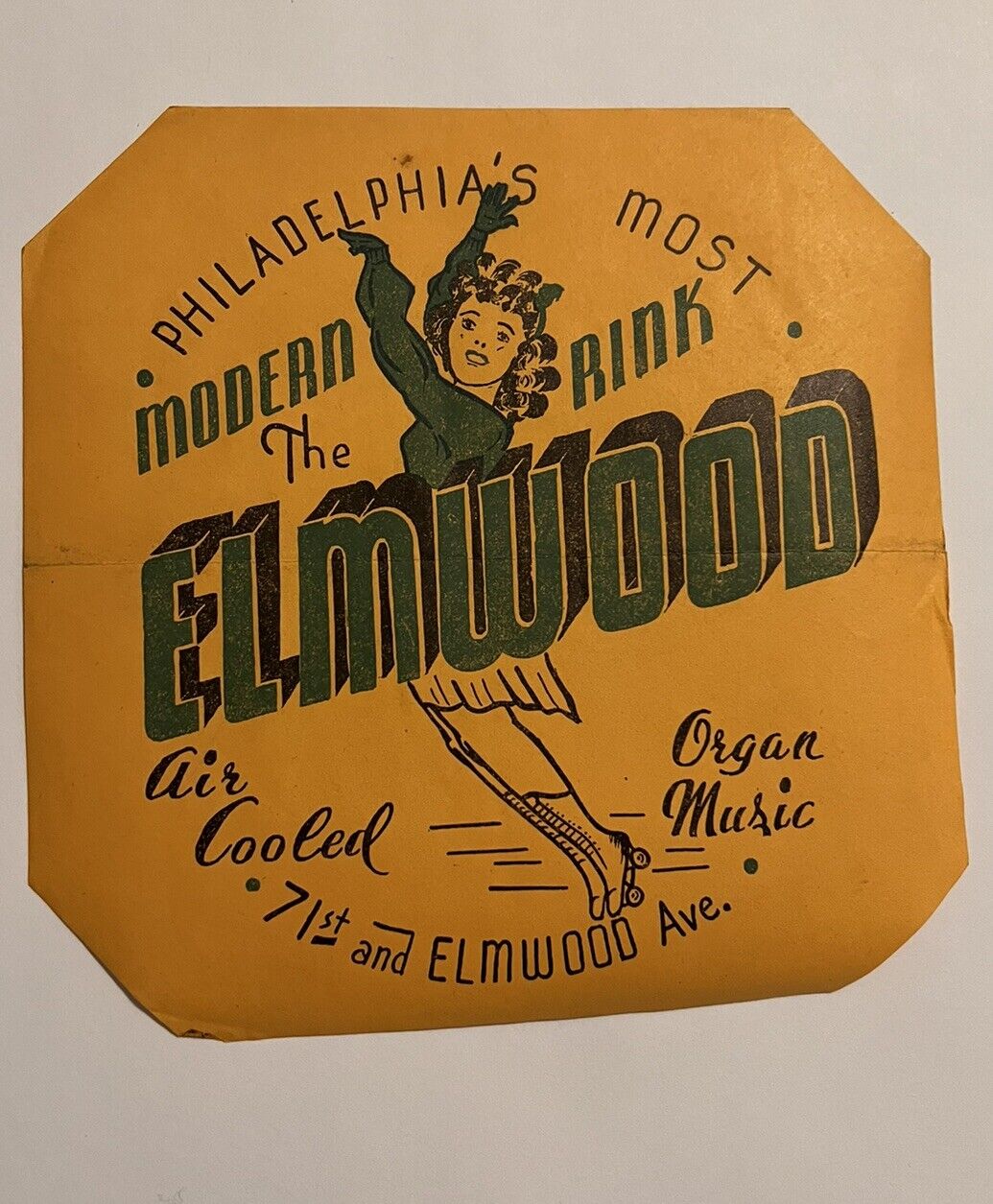 1930\'s-50\'s The Elmwood Roller Rink Sticker Philadelphia Label Vintage Decal