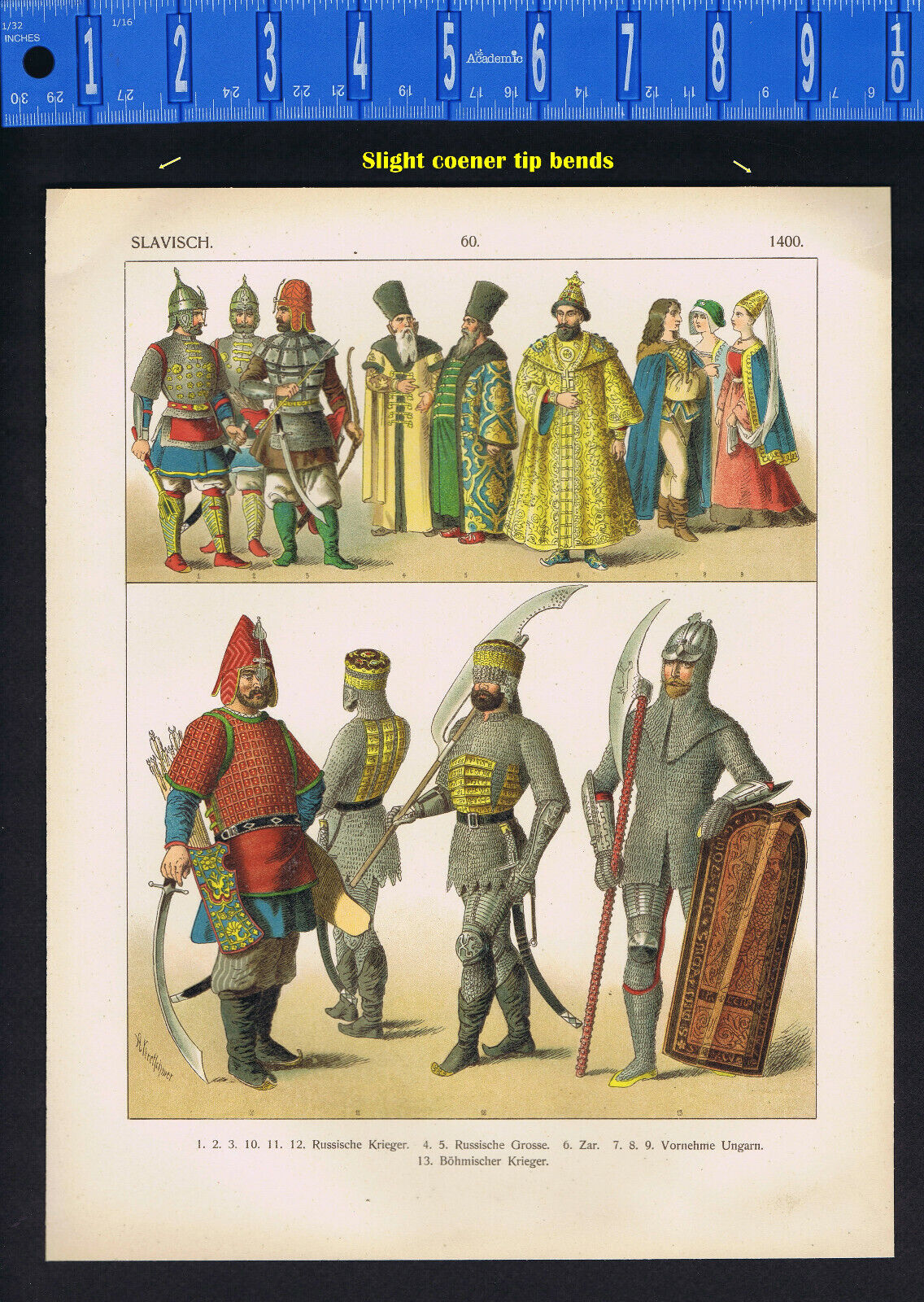 1400 Slavish -Warriors - Tsar - Hungarians - Bohemians -1882 Chromolithograph