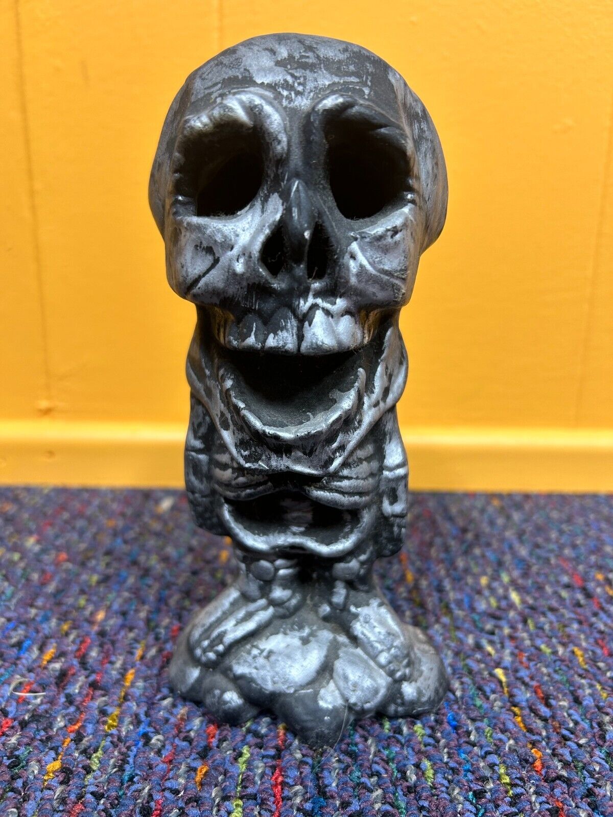 Skull Skeleton Incense Holder Cone Ceramic Halloween 7.5\