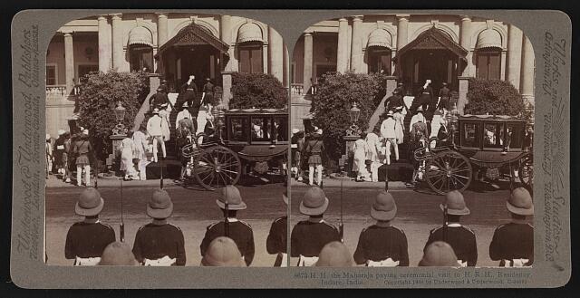H.R.H the Maharaja paying ceremonial visit to H.R.H. Residency Indore India