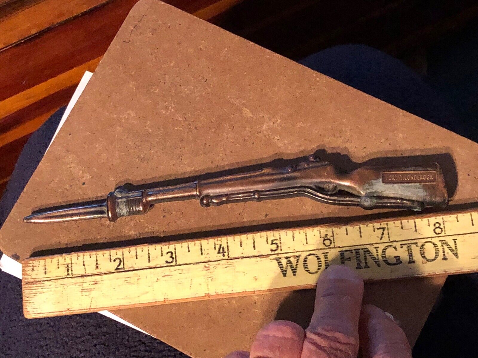 Vntg 8” Fort Ticonderoga M1 Rifle w/ Bayonet BRONZE WASH Metal Letter Opener