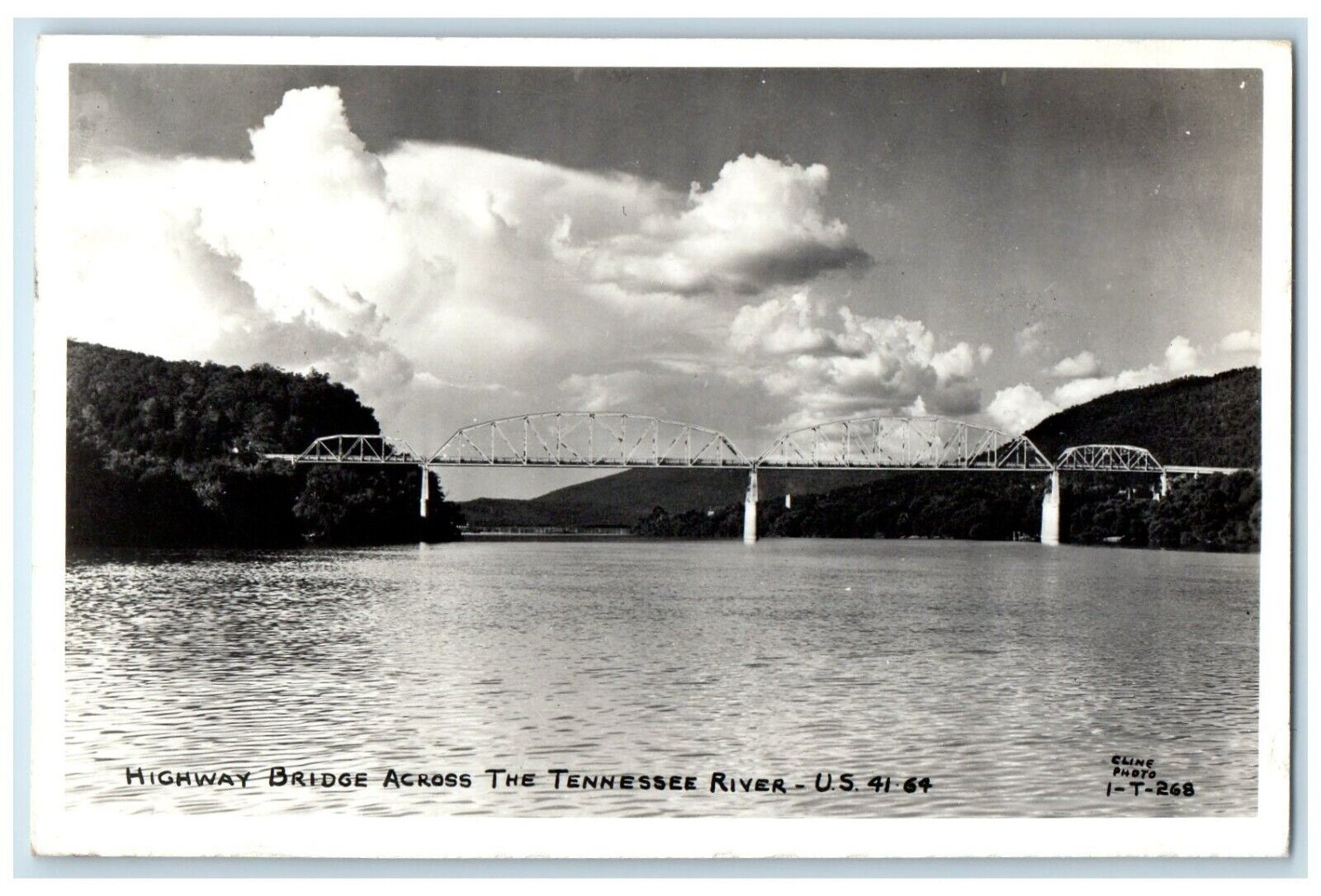 c1950's Highway Bridge Across The Tennessee River Cline RPPC Photo Postcard