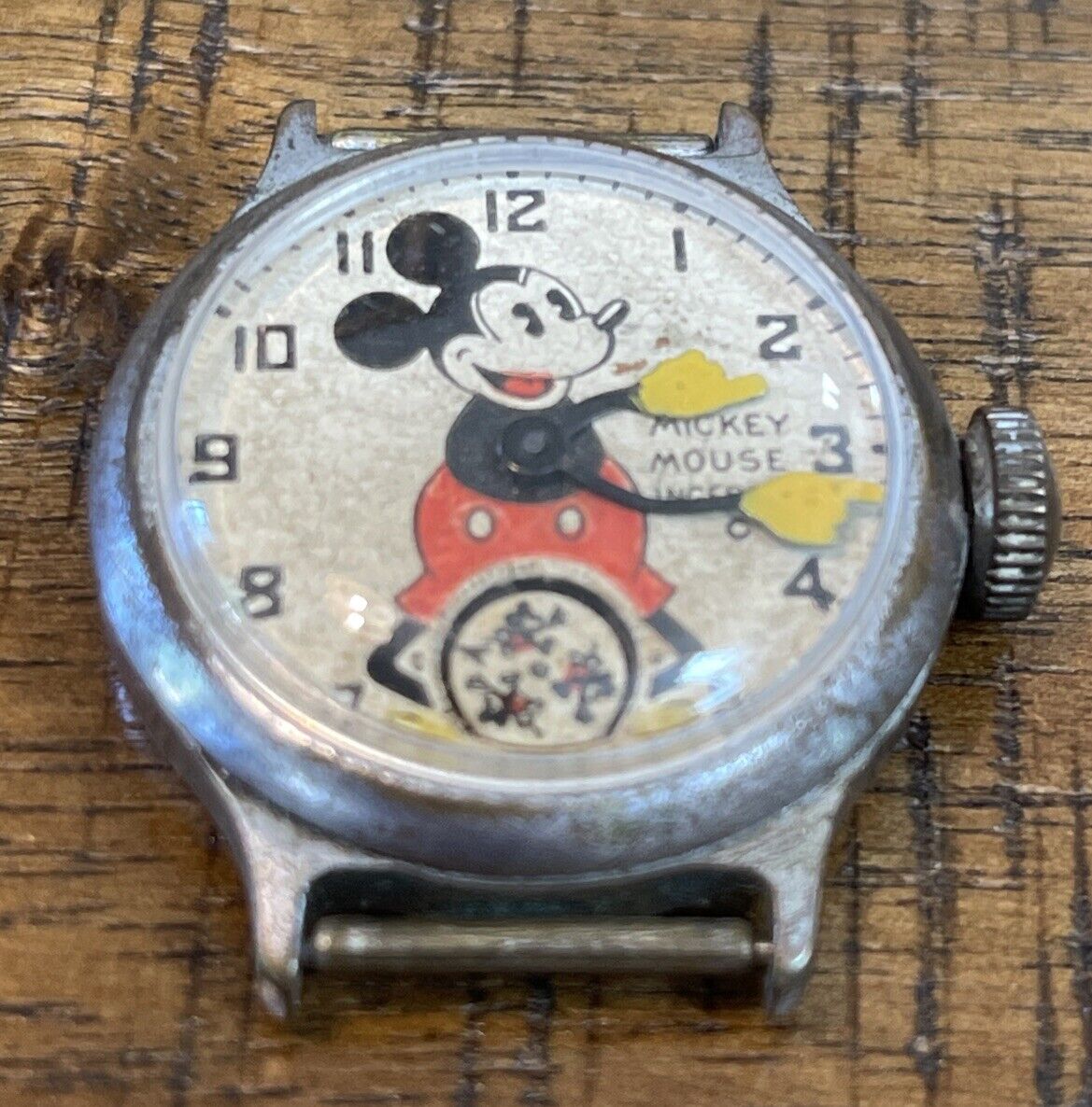 Vintage 1930's MICKEY MOUSE Ingersol Watch For Parts Or Restoration