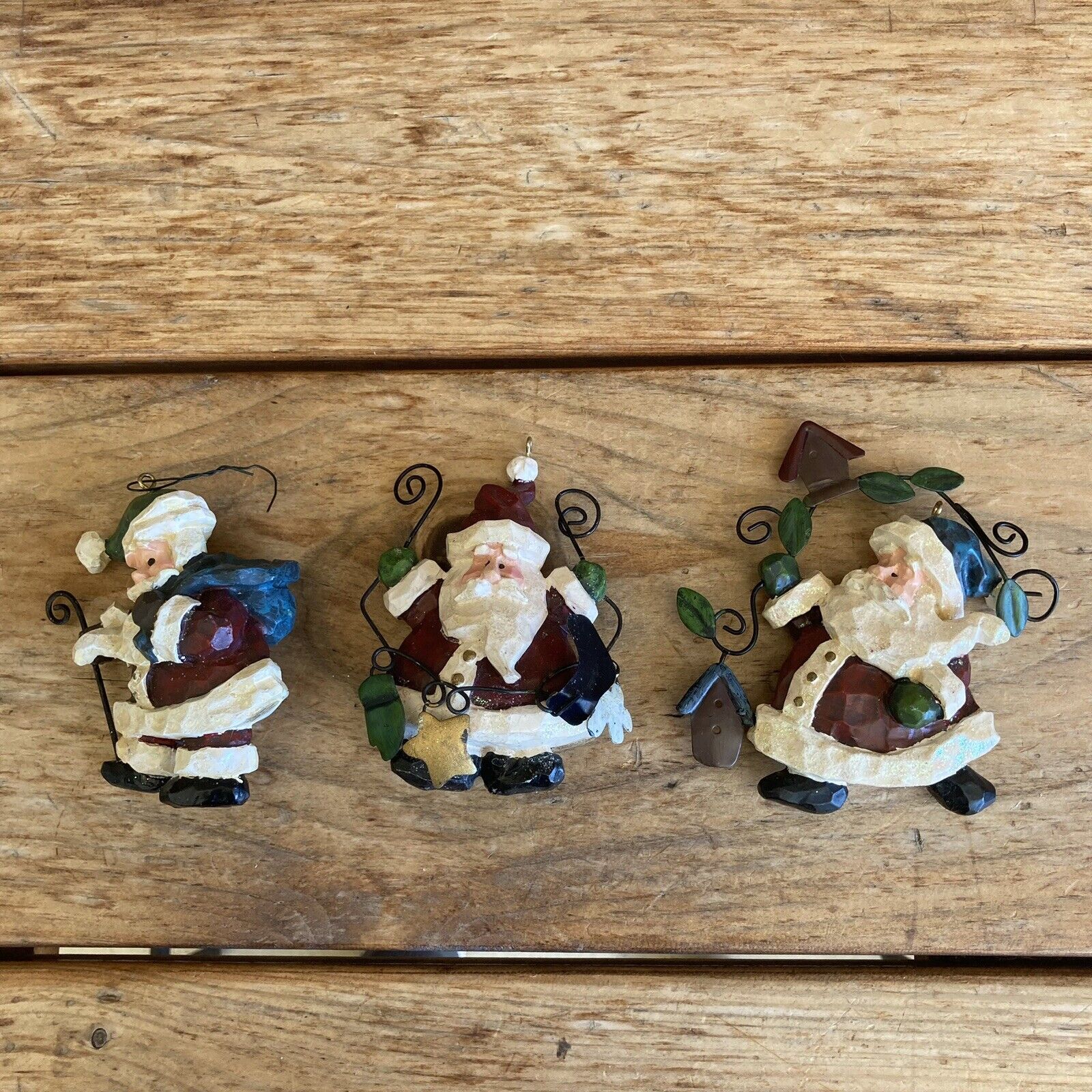 Santa Clause Ornaments Set Of 3 Whimsical Santas From Costco
