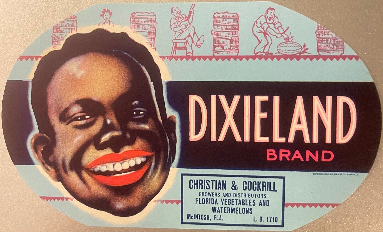 Rare Antique Vintage Dixieland Crate Label, McIntosh, FL 1930s