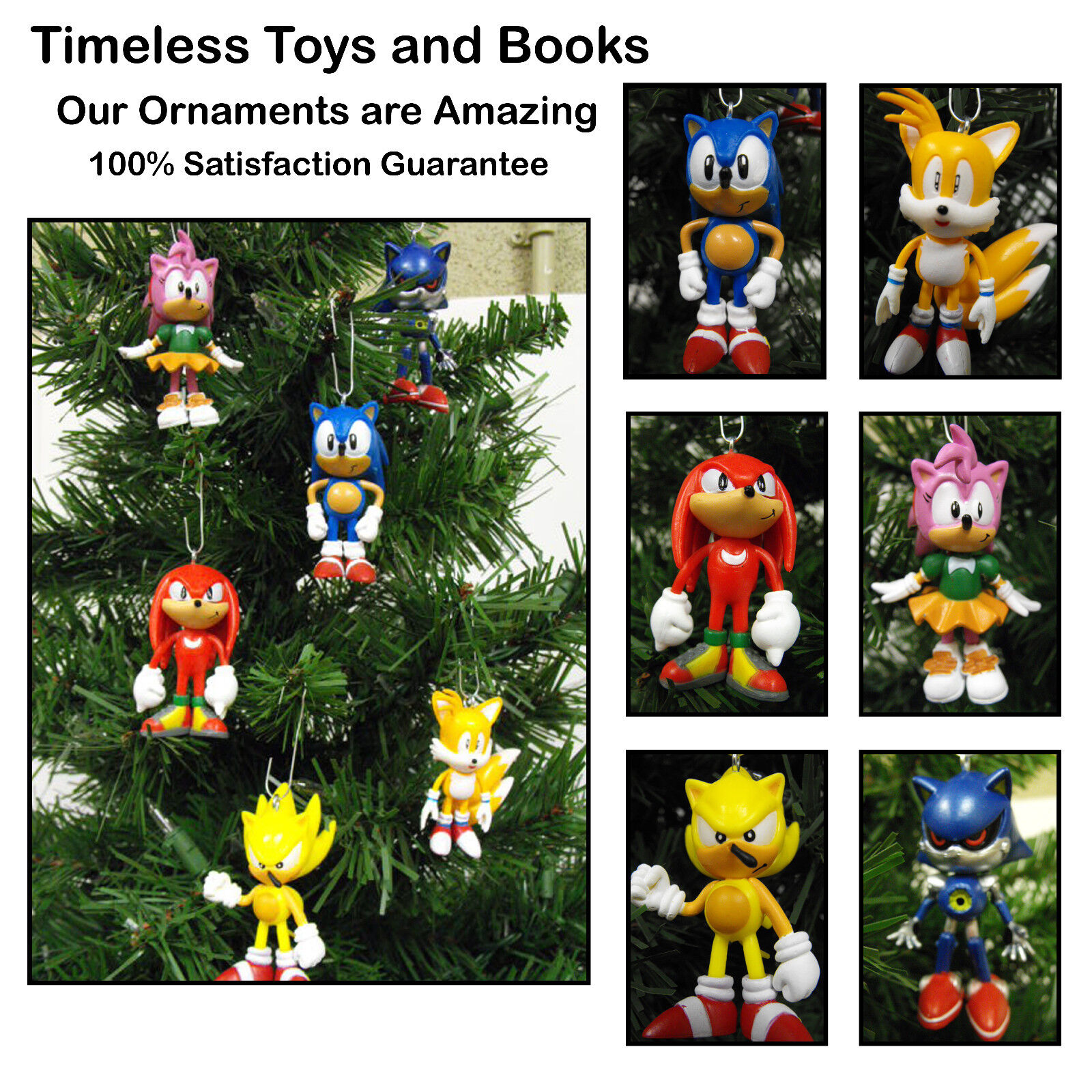 Sonic Christmas Ornaments 6 Piece Set Featuring Tails and Knuckles    BRAND NEW