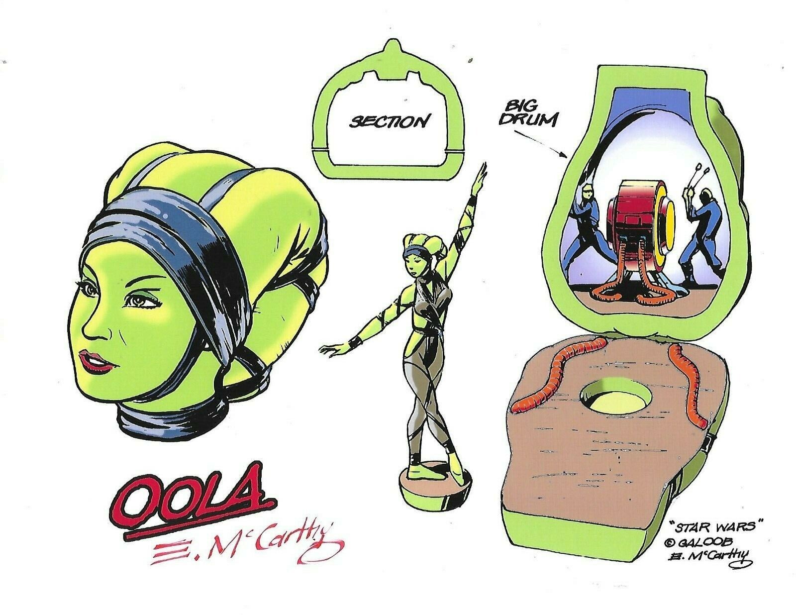 STAR WARS Oola & Big Drum GALOOB X-Section Color Guide Poster SIGNED E. McCarthy