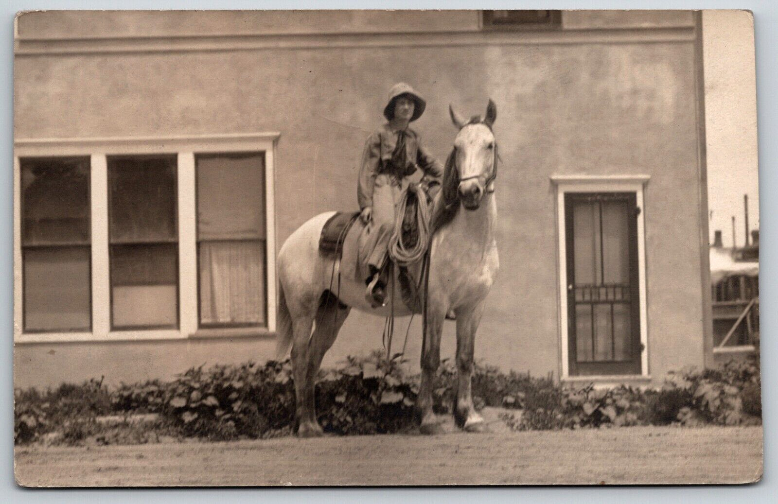 Postcard RPPC, Girl Riding A Horse Unposted