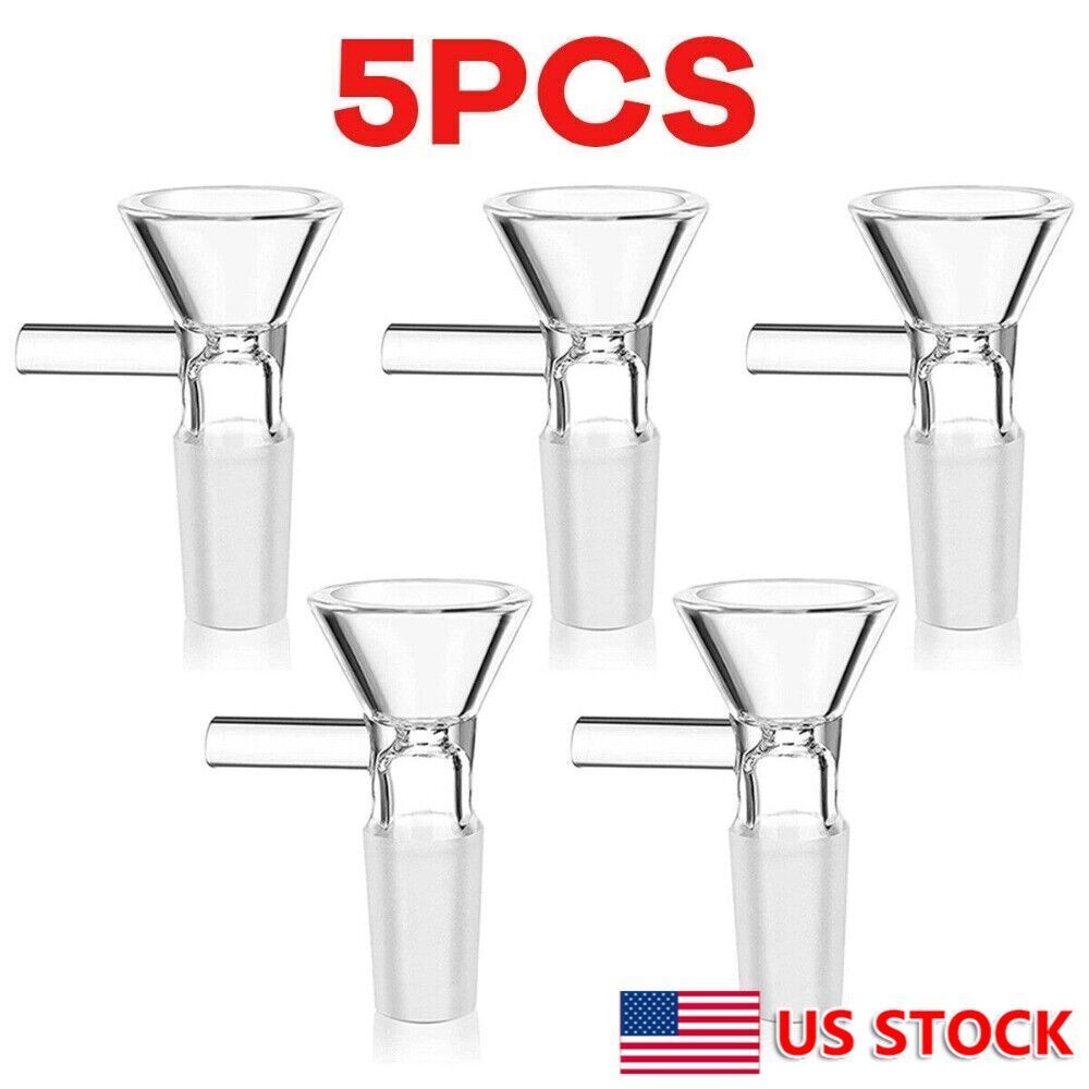 5x 14MM Male Glass Bowl For Water Pipe Hookah Bong Replacement Head New