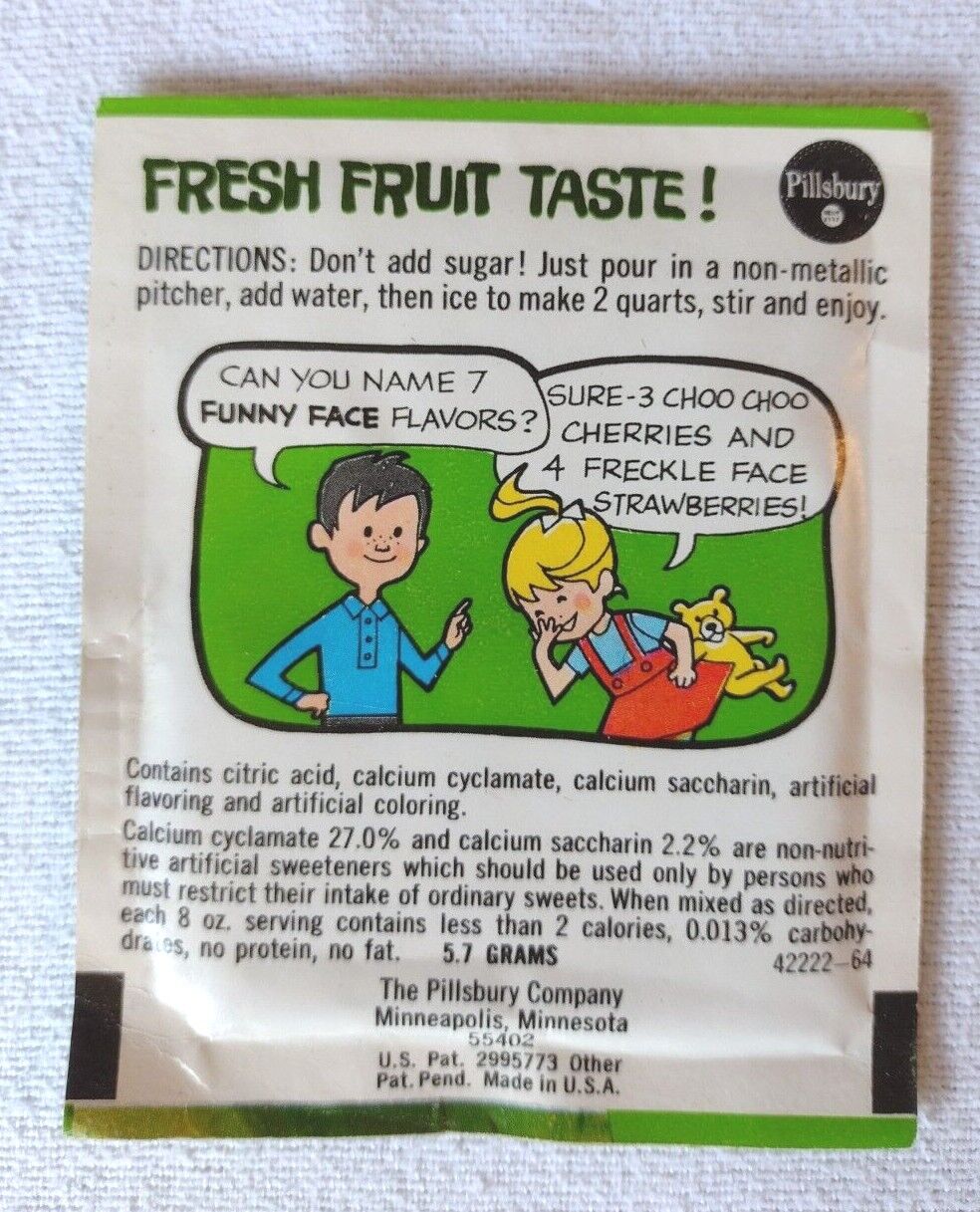 FUNNY FACE Pillsbury LEFTY LEMON-LIME Sealed Pack VTG DRINK MIX 1970s-90s