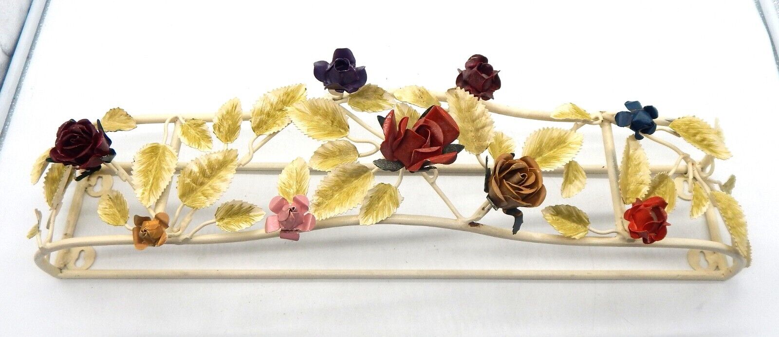 Vintage Capodimonte Style Porcelain &Metal Multicolored Flower Style Wall Decor