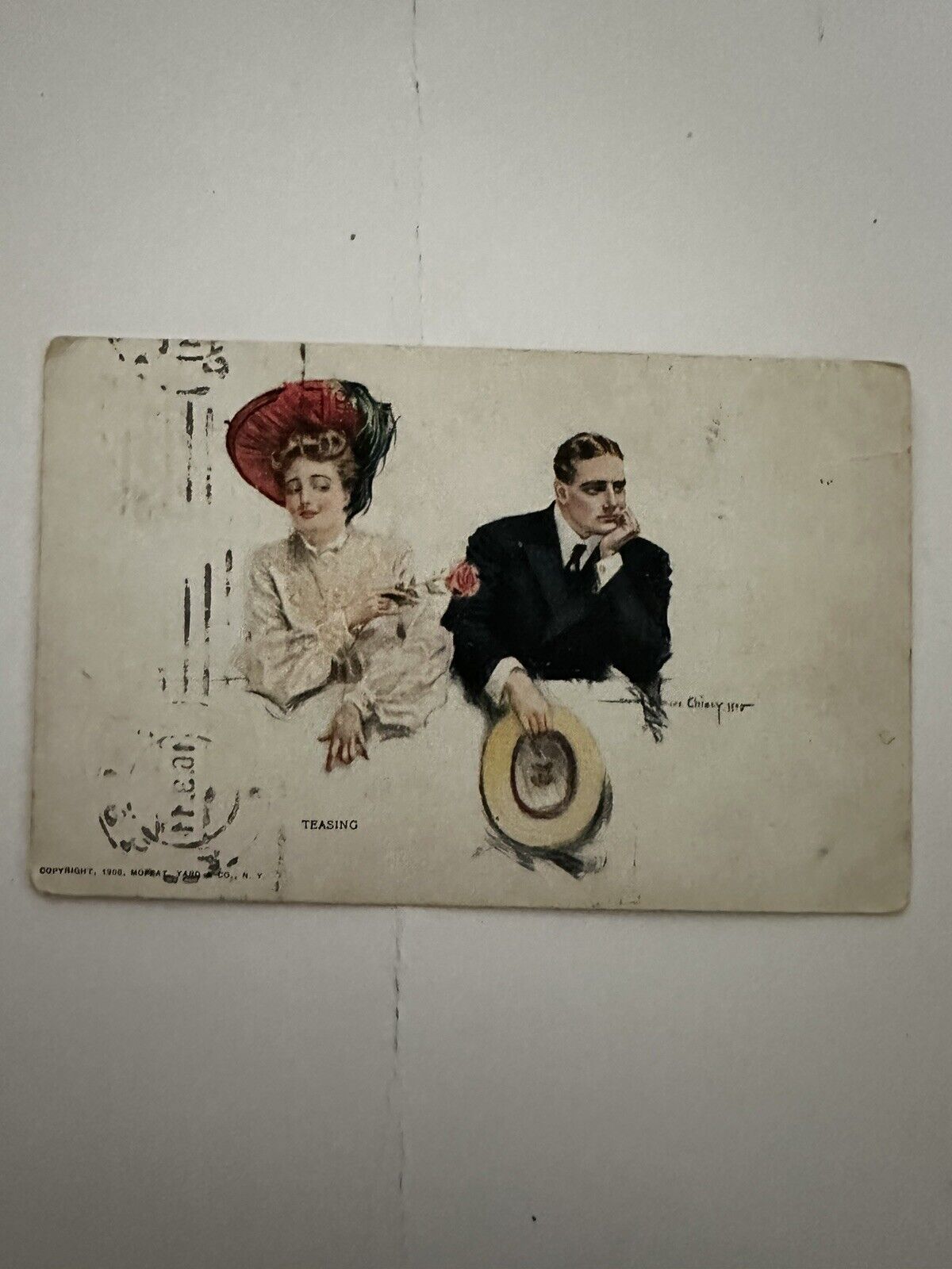 Teasing A Lady Teasing A Man   Postcard