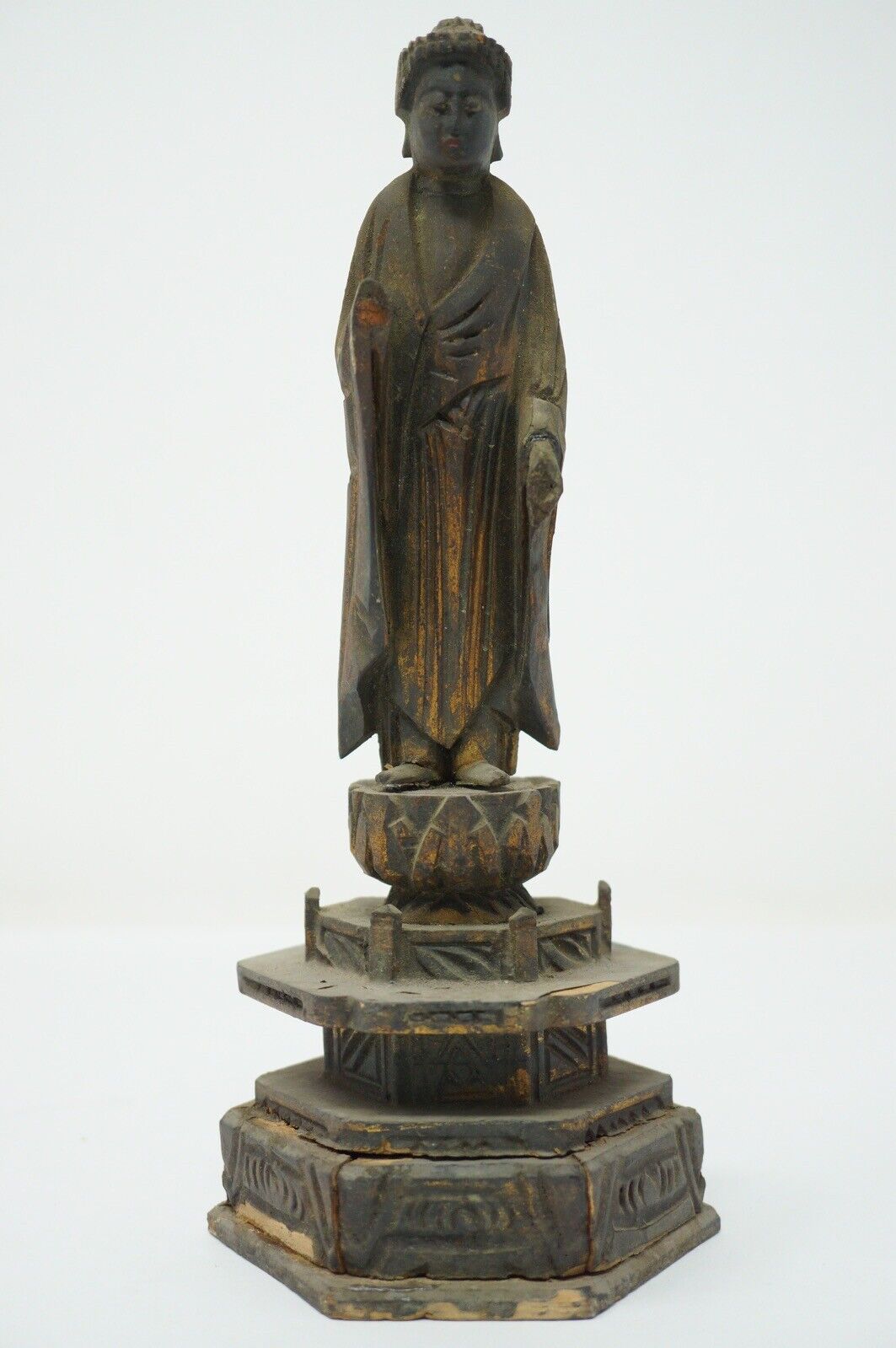 Japanese Buddha Figure Antique Wooden Buddha Original from Japan 0430E4
