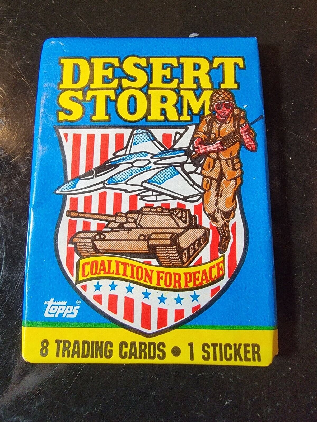 Desert Storm Series 1 Coalition for Peace Topps 1991 Wax PACK 8 Cards 1 Sticker