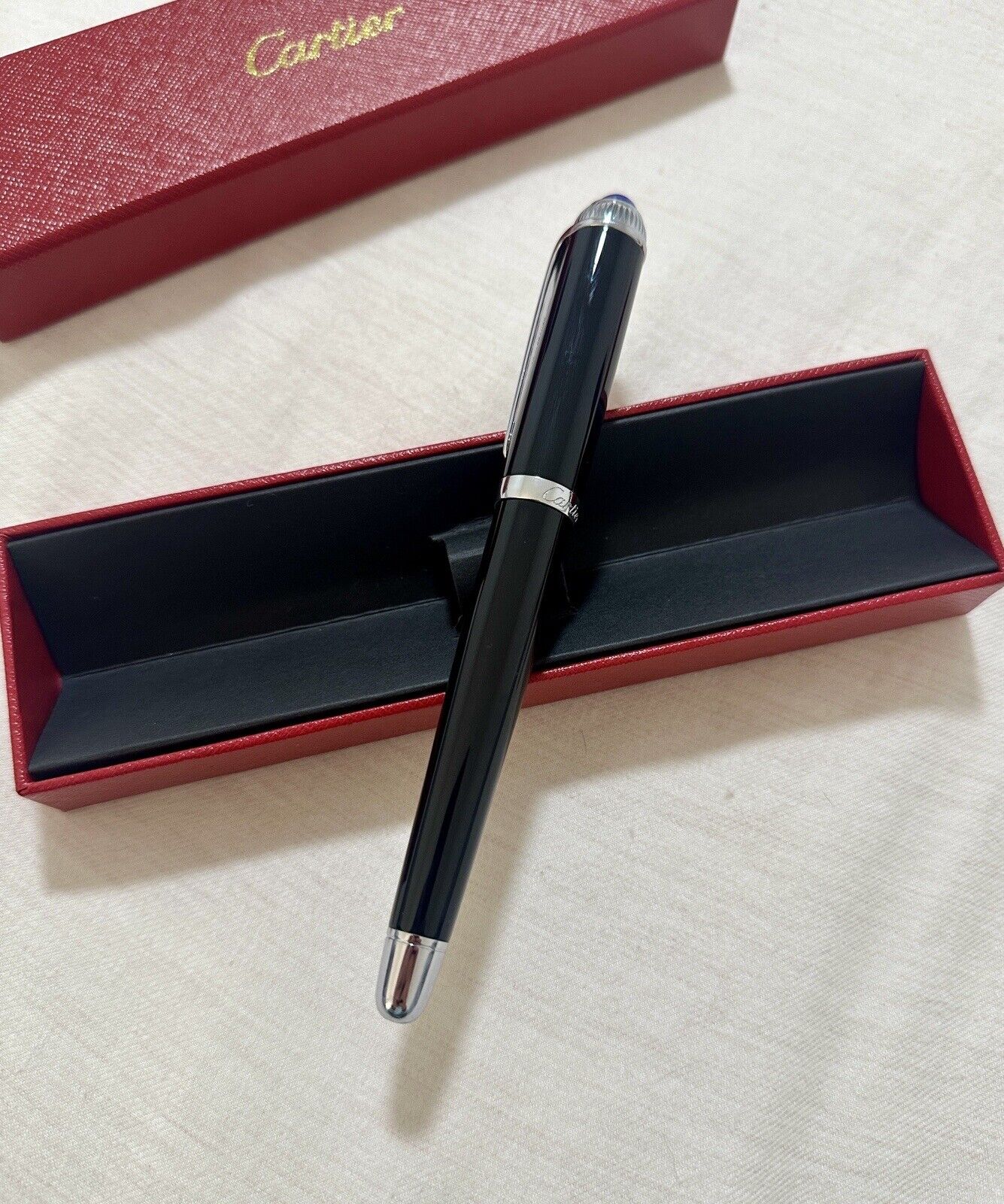 Cartier Executive Ballpoint Pen Black Composite AD VIP Gift w/ Service Pouch