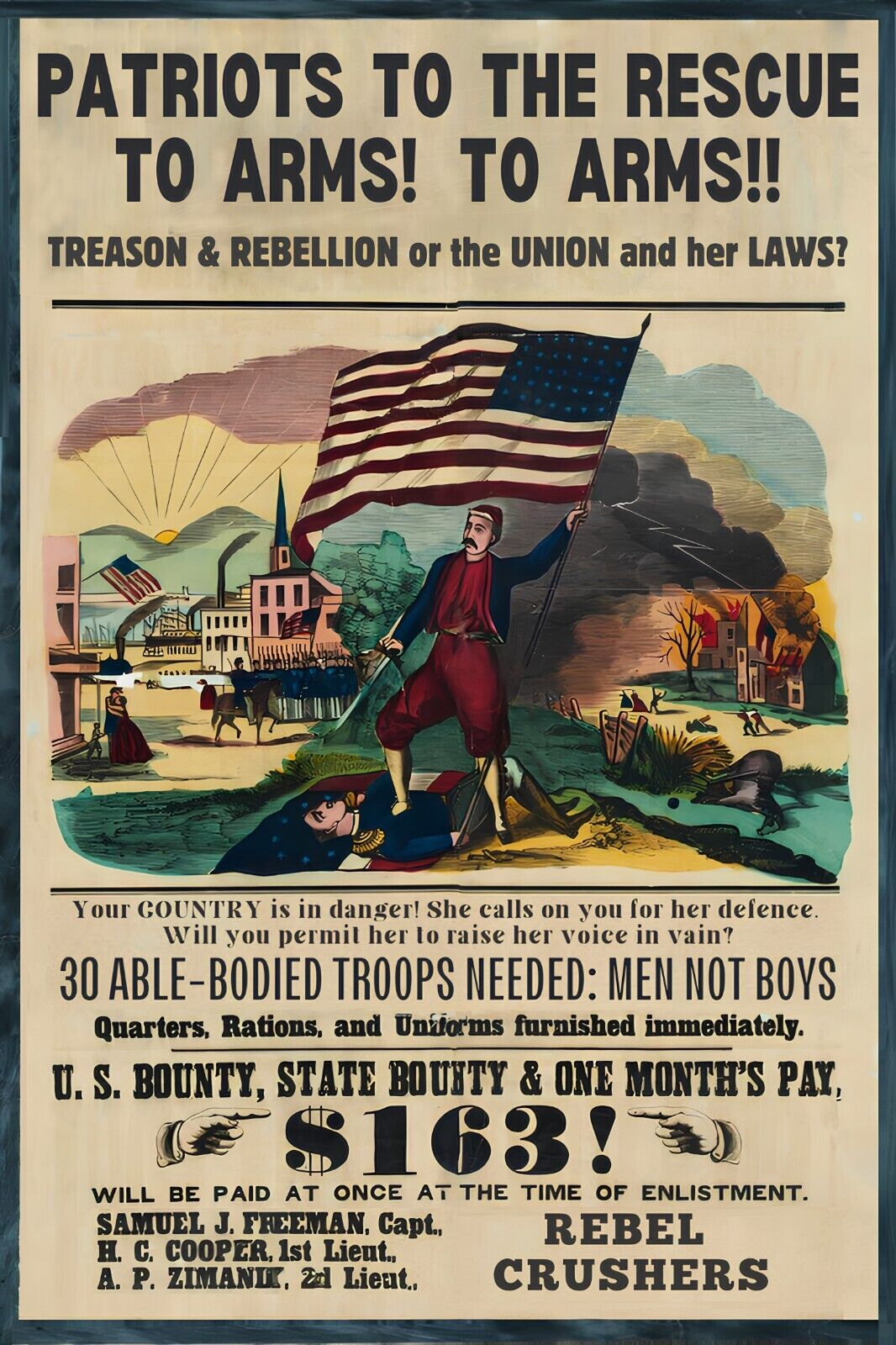 Vintage Civil War Postcard - Union Recruitment Advertisement - NEW 4x6 unposted