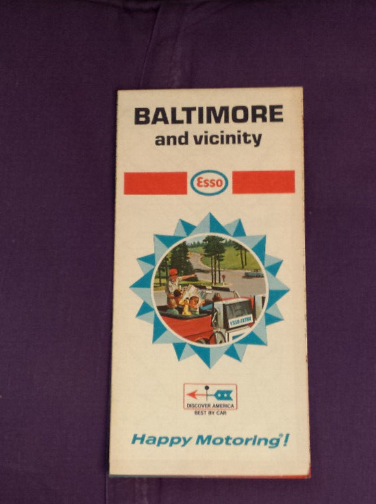 vintage 1966  ESSO  -Baltimore and Vicinity Map