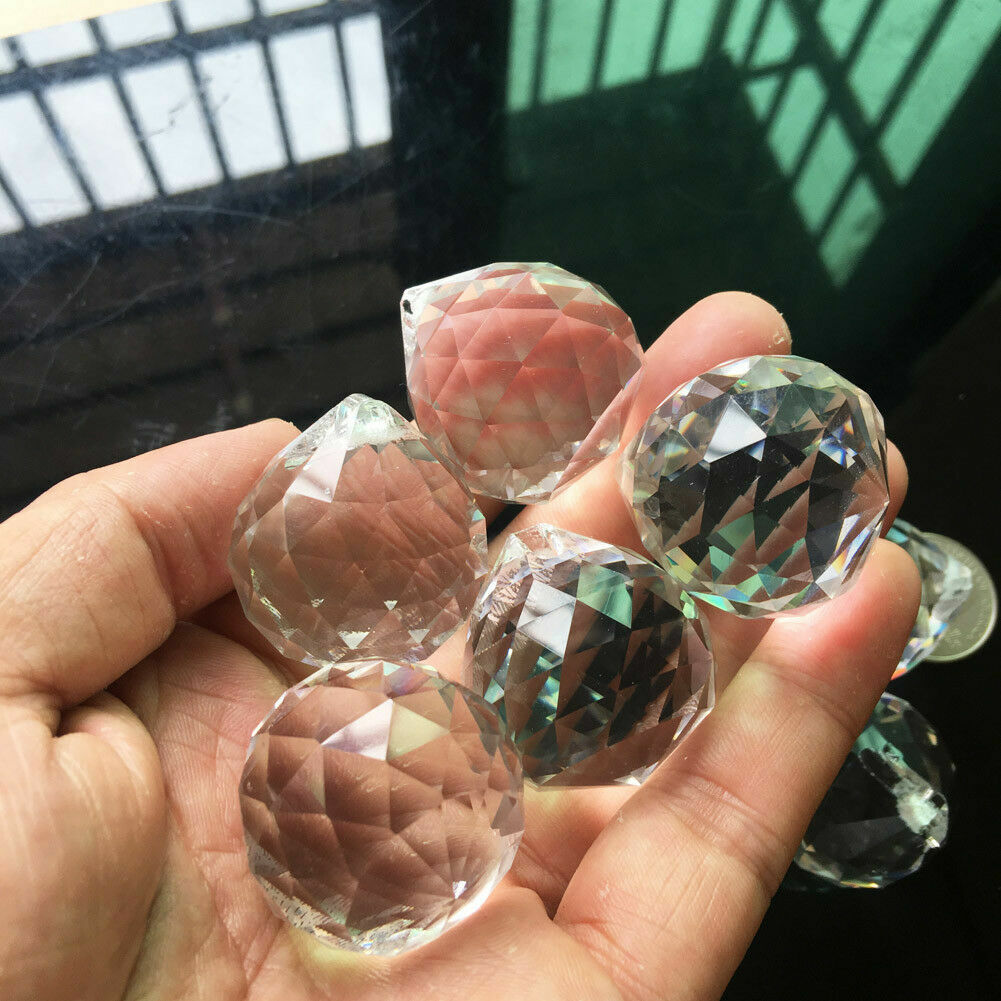 Suncatcher 5PC Fengshui Cut Prism Ball Chandelier Pendant Crystal Glass Hanging