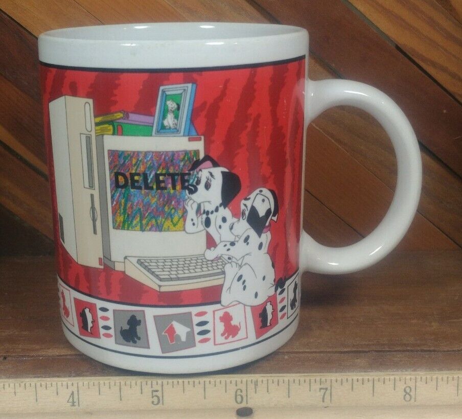 Vintage Computer On Disney\'s 101 Dalmatians Puppies Coffee Mug Tea Cup \