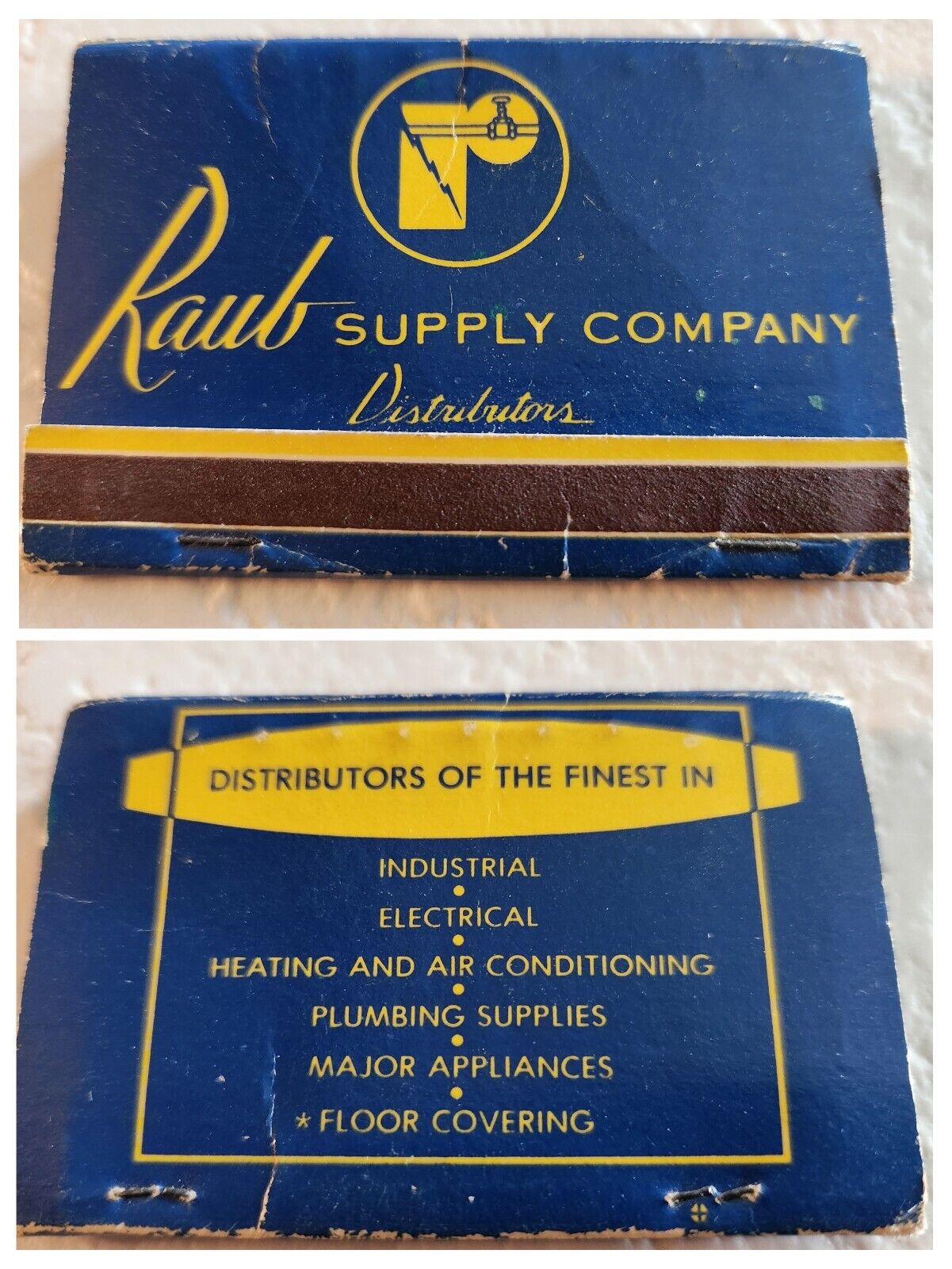 VINTAGE & RARE Oversized match book & unstruck - Raub Supply Co. Distributors PA