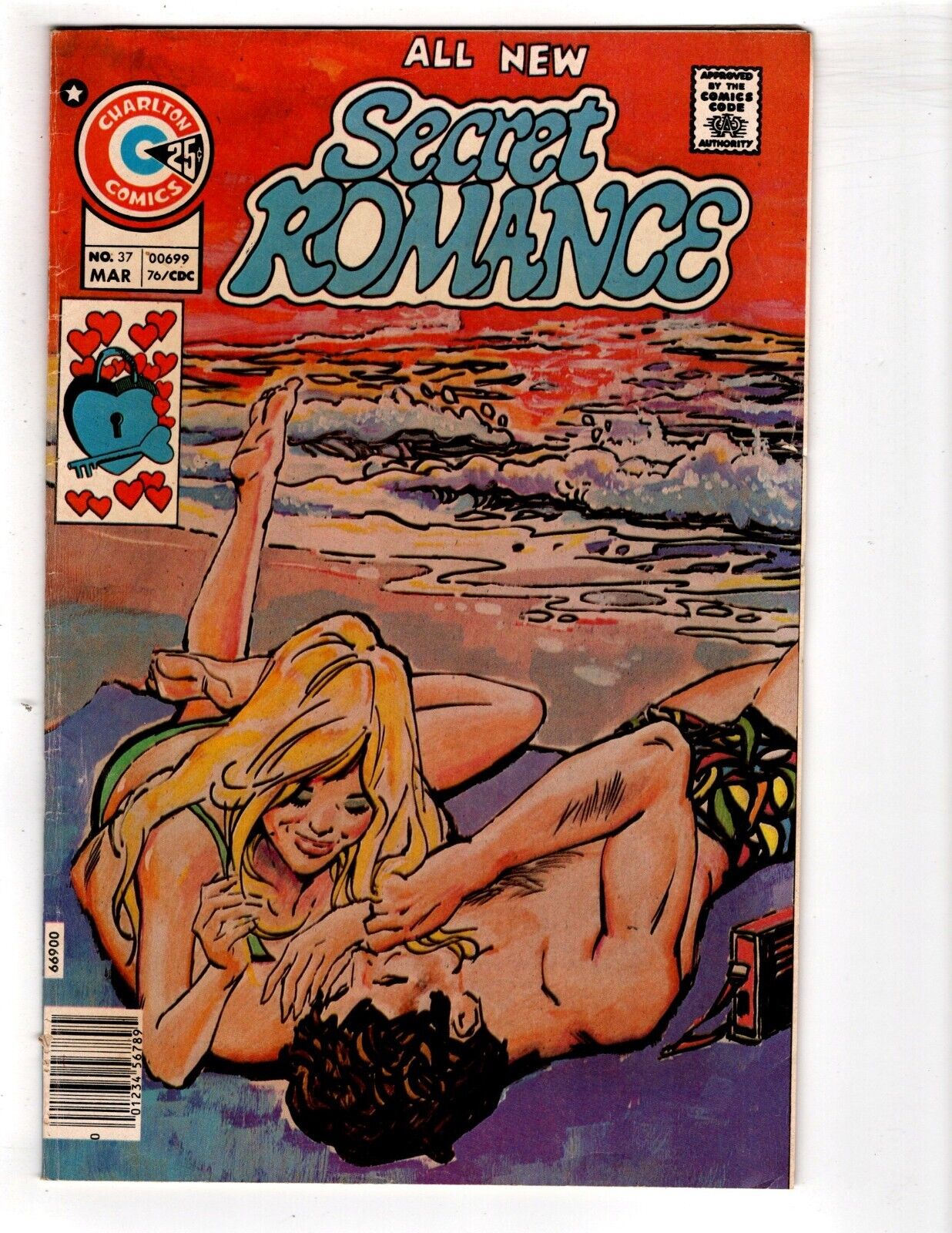 Secret Romance #37 1976 Charlton Romance Beach Scene FN