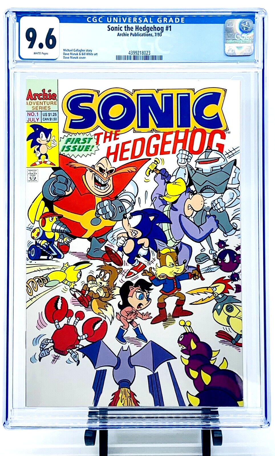 Sonic the Hedgehog #1 CGC 9.6 WP 1993 1st Issue Archie JUST GRADED CLEAR CASE