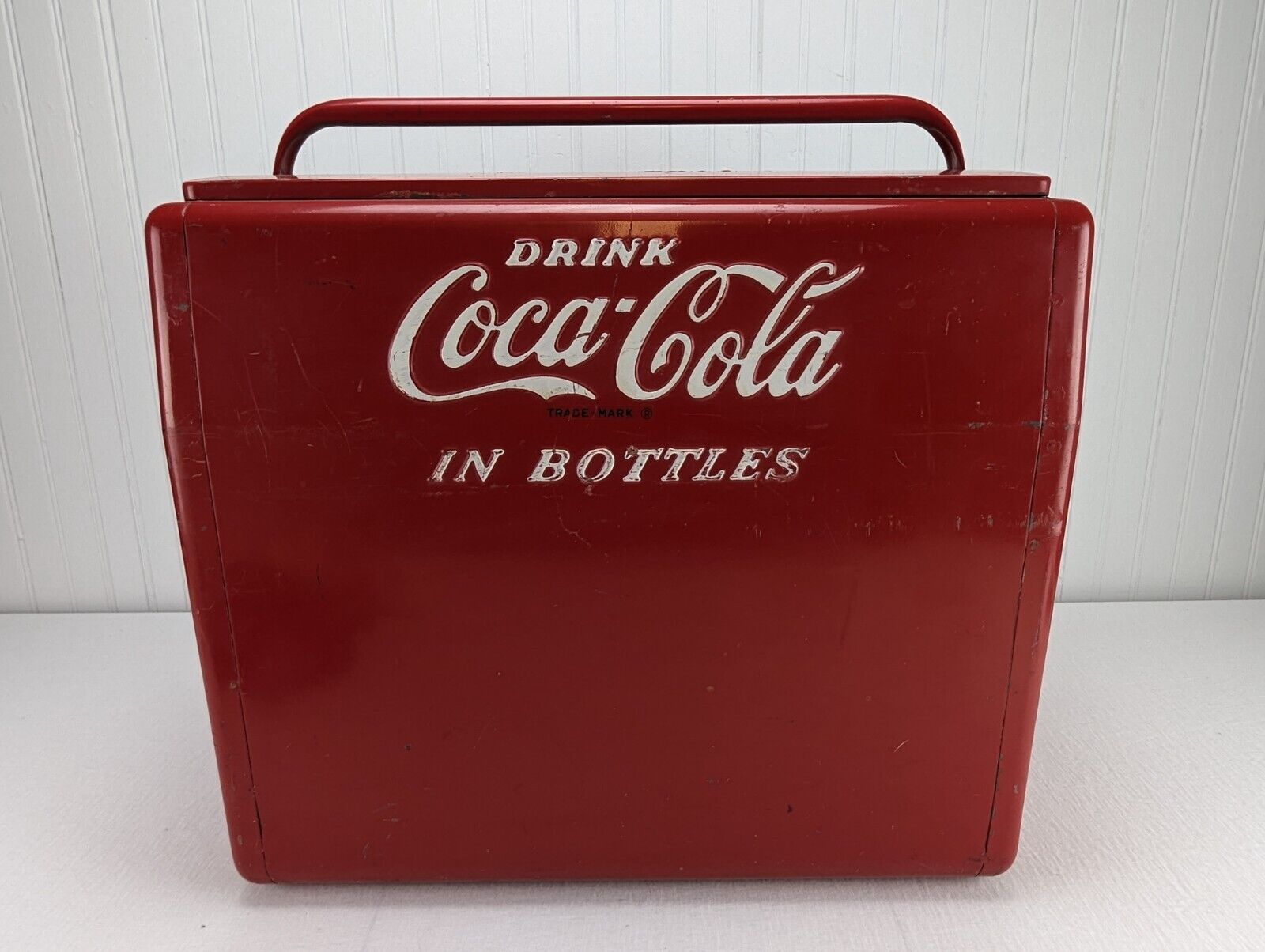 Vintage Metal Coca Cola Cooler with Tray Bottle Opener Plug 1950\'s Ice Chest