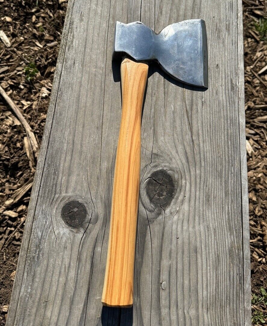Vintage HSB Our Very Best Forged Steel Hewing Hatchet - Hickory Handle - 16”