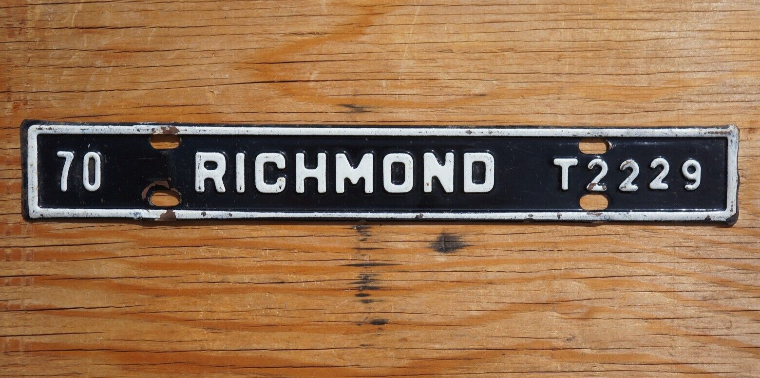 1970 RICHMOND Virginia License Plate Topper