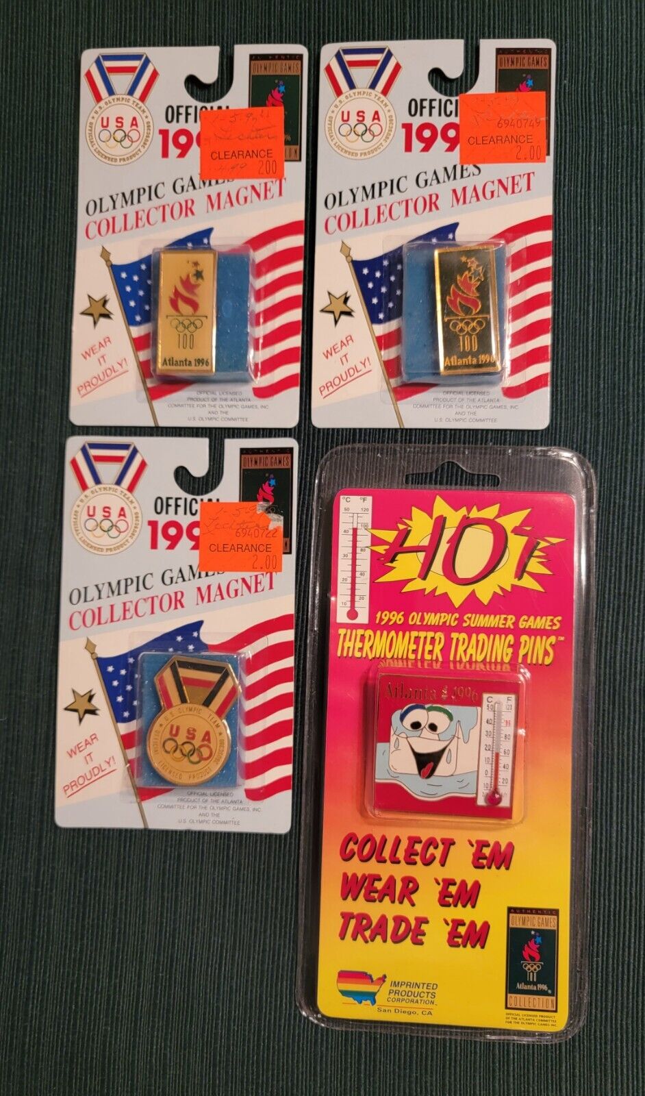 Vintage Lot of 4 1996 Atlanta Olympic Games Collector Pins NIP