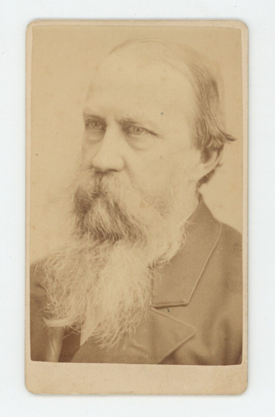 Antique CDV Circa 1870s Older Man With Long Grey Beard in Suit New Brunswick, NJ