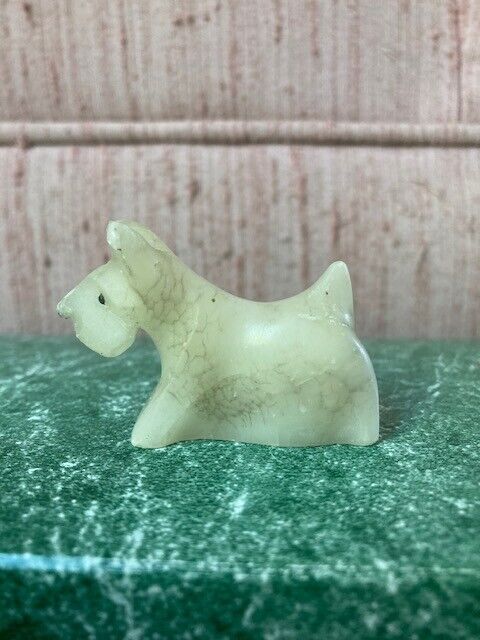 Scottish Terrier Figurine Stone Carved White Collectible Scotty Dog