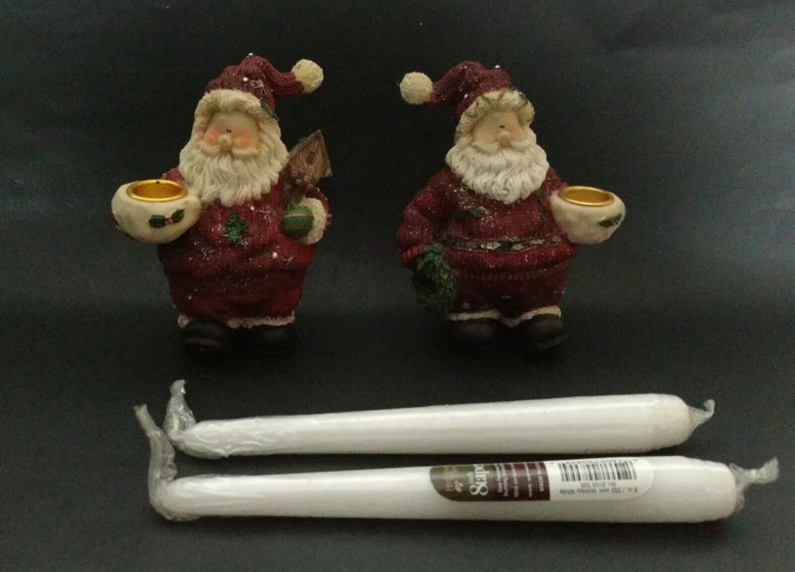 Pair of Santa Candle Stick Holders