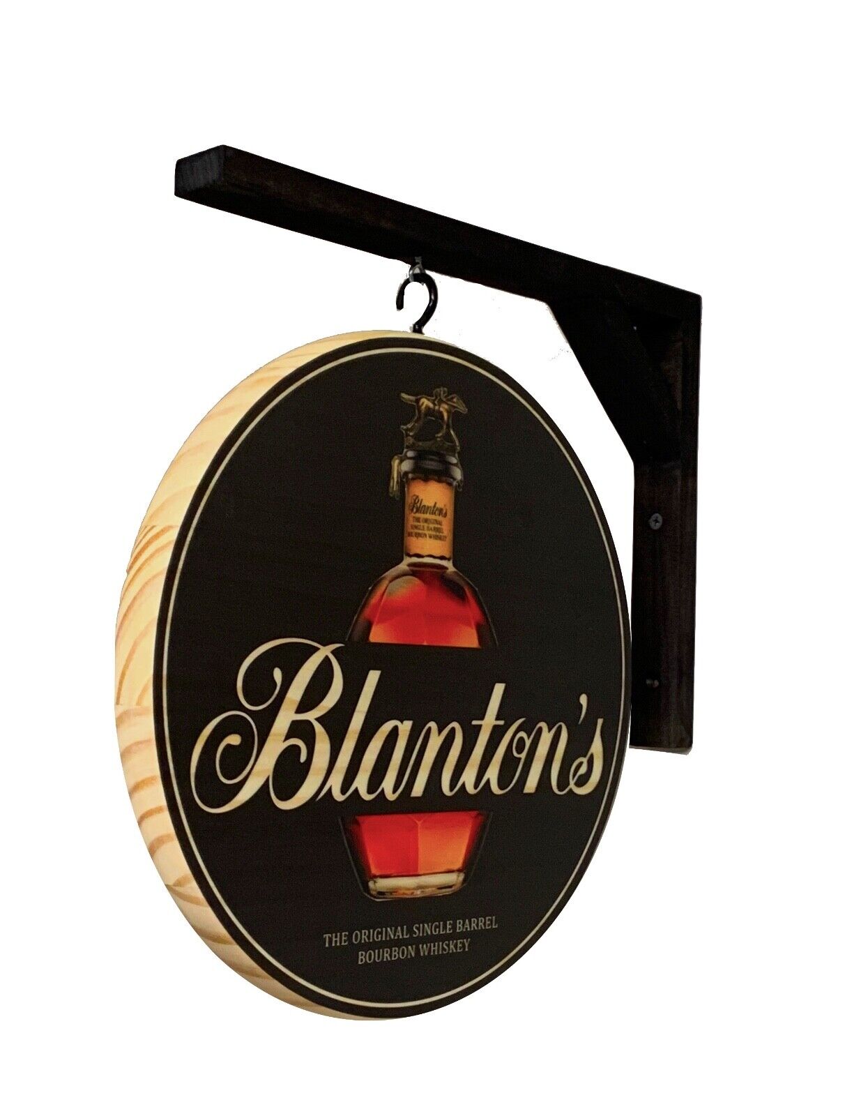 Bourbon Pub Sign - Blanton\'s 12 in. diam.  2 sided wall sign - bracket included