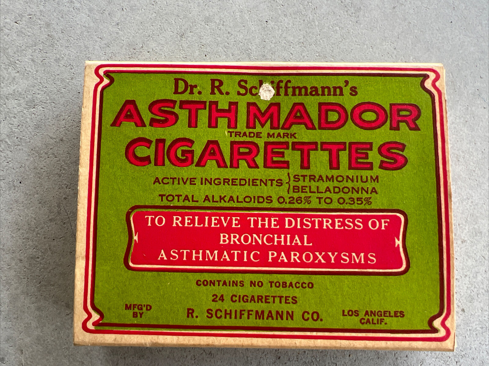 Dr R Schiffmann\'s Asthmador Cigarettes Asthmatic Advertising Vintage Pack Of 23