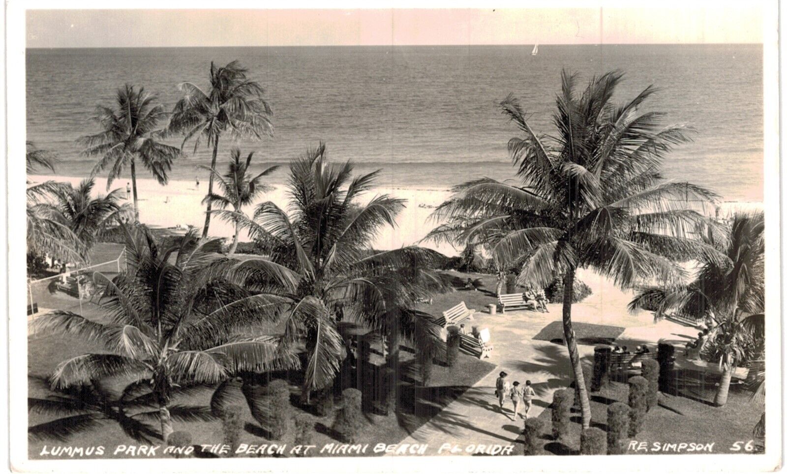 Miami Beach RPPC Lummus Park Beach Real Photo 1950 FL 